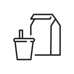 Fast food thin line icons. Editable stroke and Perfect pixel on transparent background