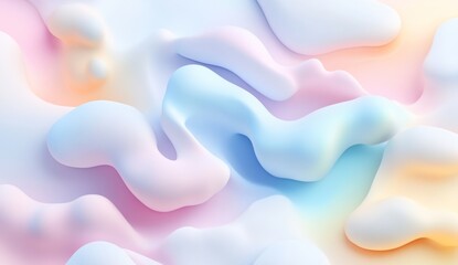 Abstract pastel liquid forms, flowing shapes, soft colors, smooth background