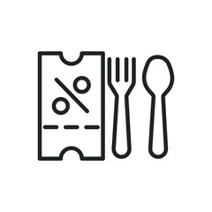Fototapeta premium Food discount thin line icons. Editable stroke and Perfect pixel on transparent background