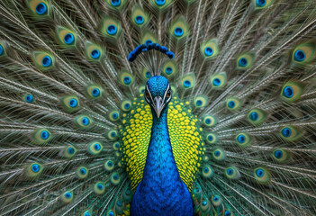 Obraz premium Majestic Peacock Display: A Vibrant Plume of Feathers