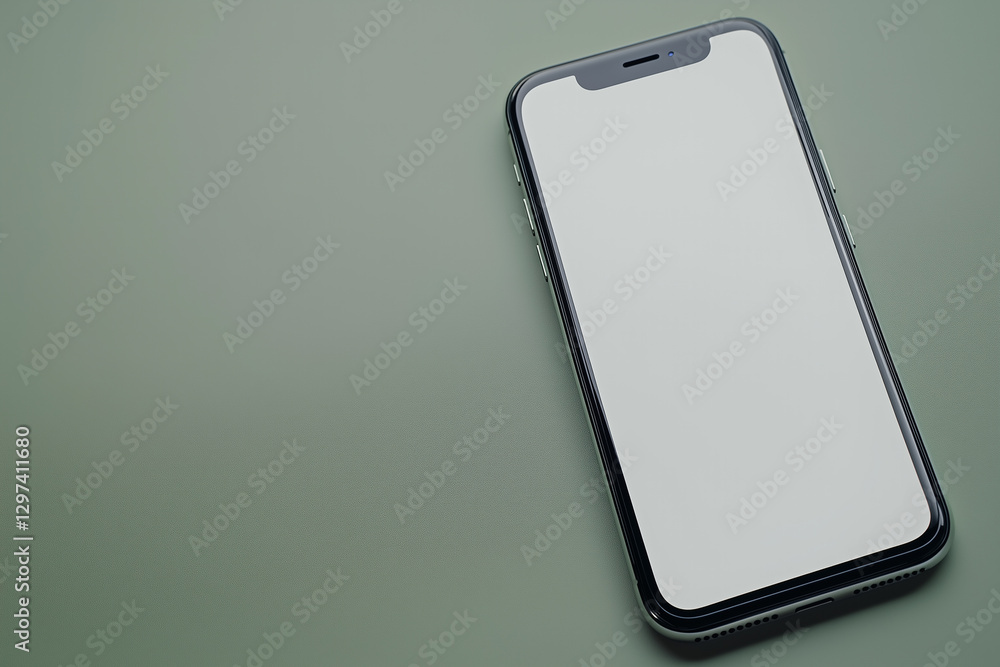 Poster smartphone on pastel colored background with empty screen space for customization and display