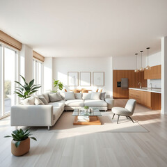 Modern luxury apartment interior in minimal scandinavian style