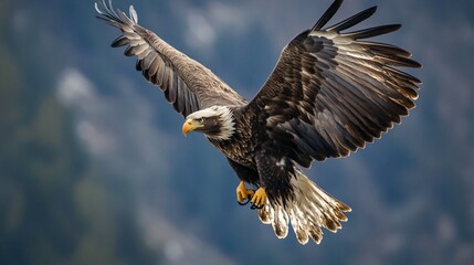 Obraz premium Majestic Eagle Flying in the Vast Blue Sky - Premium Stock Photo