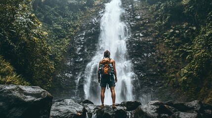 Obraz premium Thrilling Waterfall Adventure: Explore Nature's Majesty with Exciting Activities and Refreshing Views