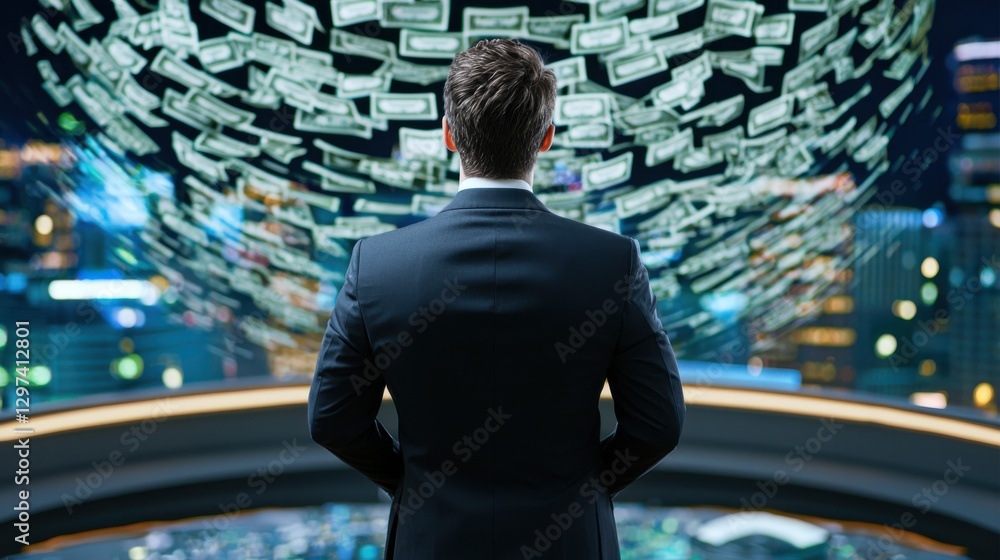 Poster wealth management concept utilizing intelligence data analytics and technology for efficient financi
