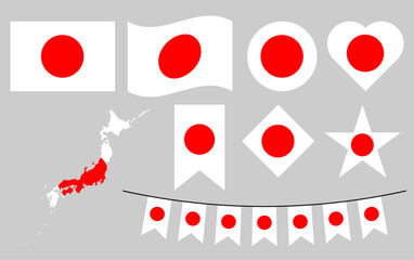 Collection of Japan Flags Asian Country
