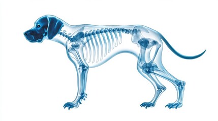 Obraz premium Detailed X Ray Photograph Showcasing the Skeletal Structure of a Canine This digital provides an in depth look at the intricate bone anatomy of a dog making it a valuable resource for scientific