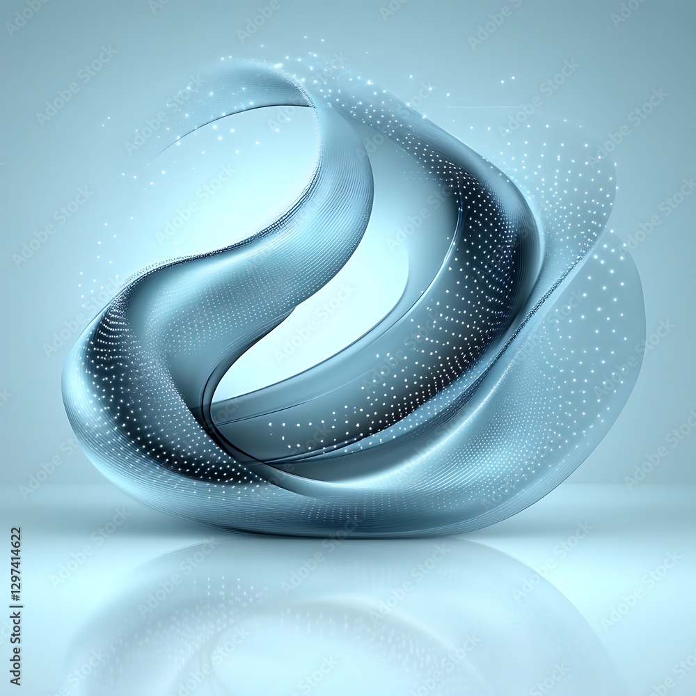Poster abstract flowing form on light studio background