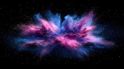 Cosmic Explosion - Colorful Abstract Nebula in Deep Space 2D Flat Illustration