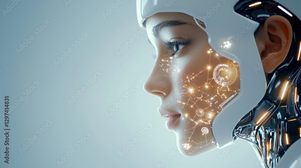 Poster futuristic digital interface showcasing the concept of ai powered personalized marketing solutions f