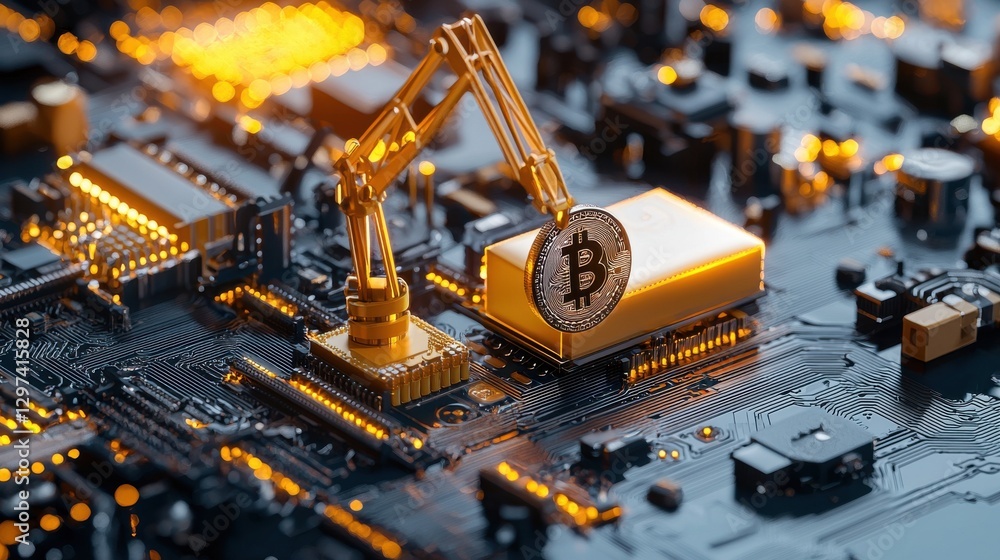 Aufkleber blockchain powered supply chain technology concept with digital circuits and financial symbols futur