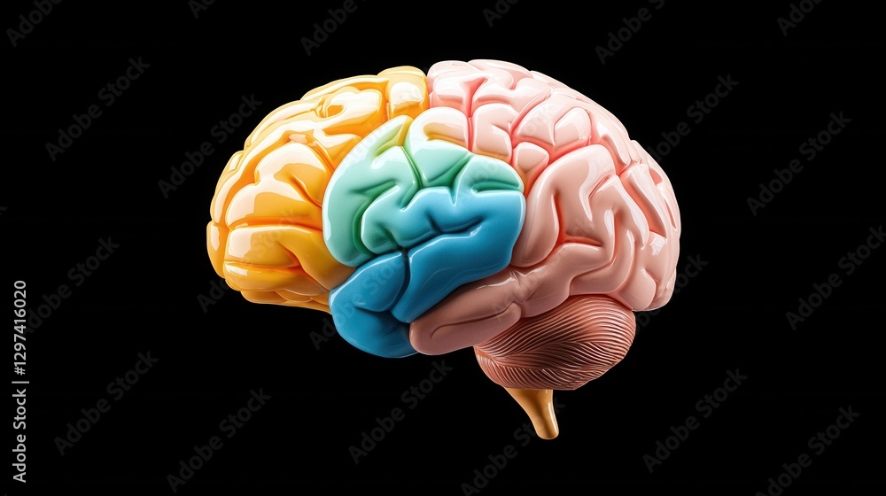 Poster anatomical of the human brain and its cognitive functions depicting the intricate structure and proc
