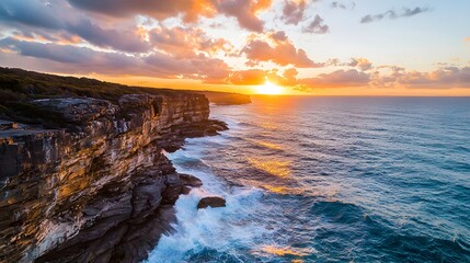 Sunset over a dramatic coastal cliff stunning landscape photography ocean view natural beauty