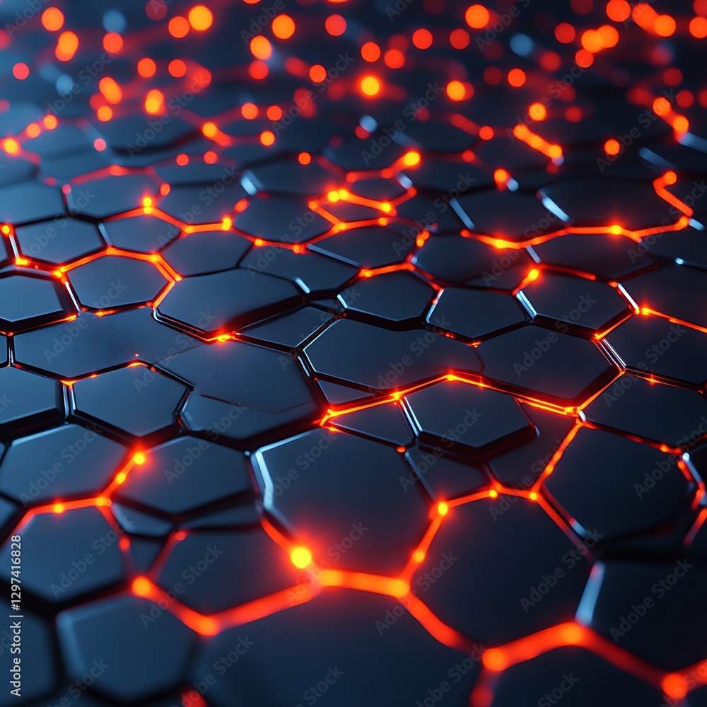 Poster abstract glowing hexagon pattern