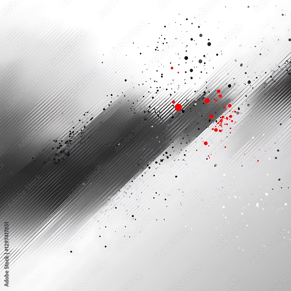 Poster abstract grayscale design with diagonal lines and splashes
