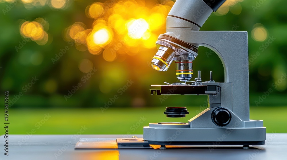 Poster close up shot of a veterinarian using a microscope in a laboratory setting the image showcases the s