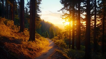 Obraz premium Serene sunset hiking a beautiful outdoor photography adventure