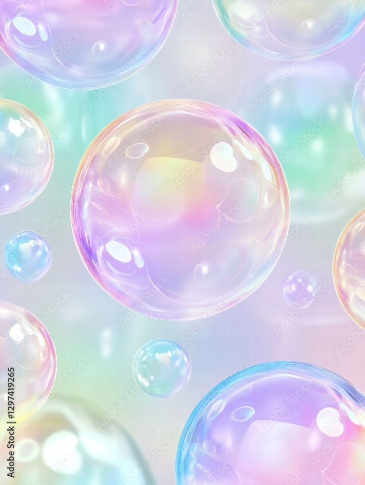 Fototapete colorful soap bubbles create a playful, vibrant pattern with iridescent reflections and soft pastel 