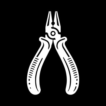 white pliers on black background clip art preview
