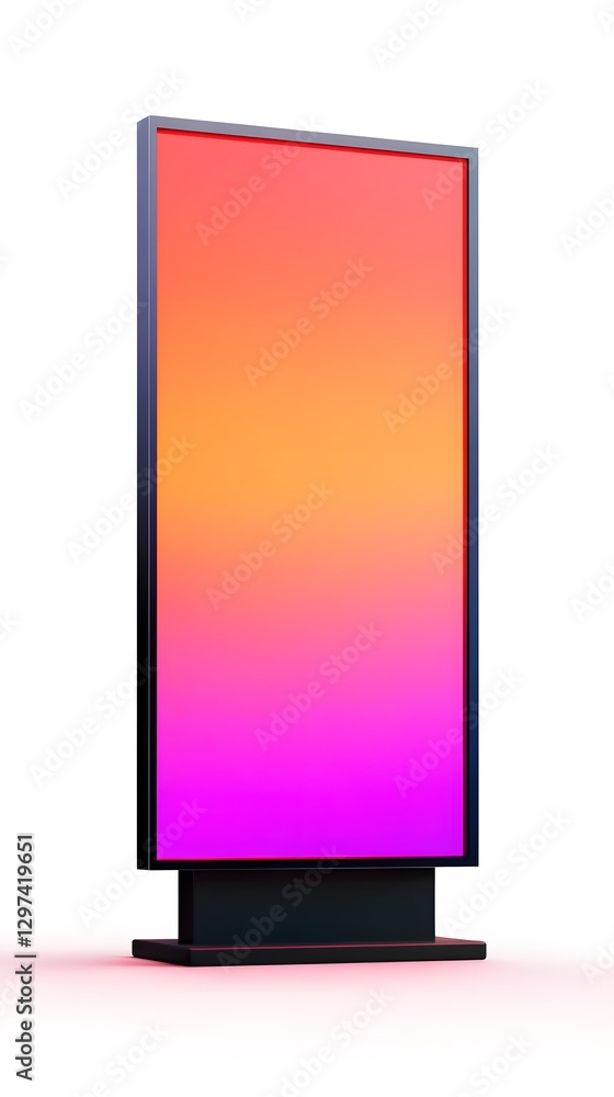 Poster an illuminated outdoor display stand with a colorful gradient screen