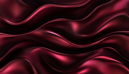 Fototapeta premium Deep burgundy draped fabric, abstract background, luxurious texture, digitally rendered