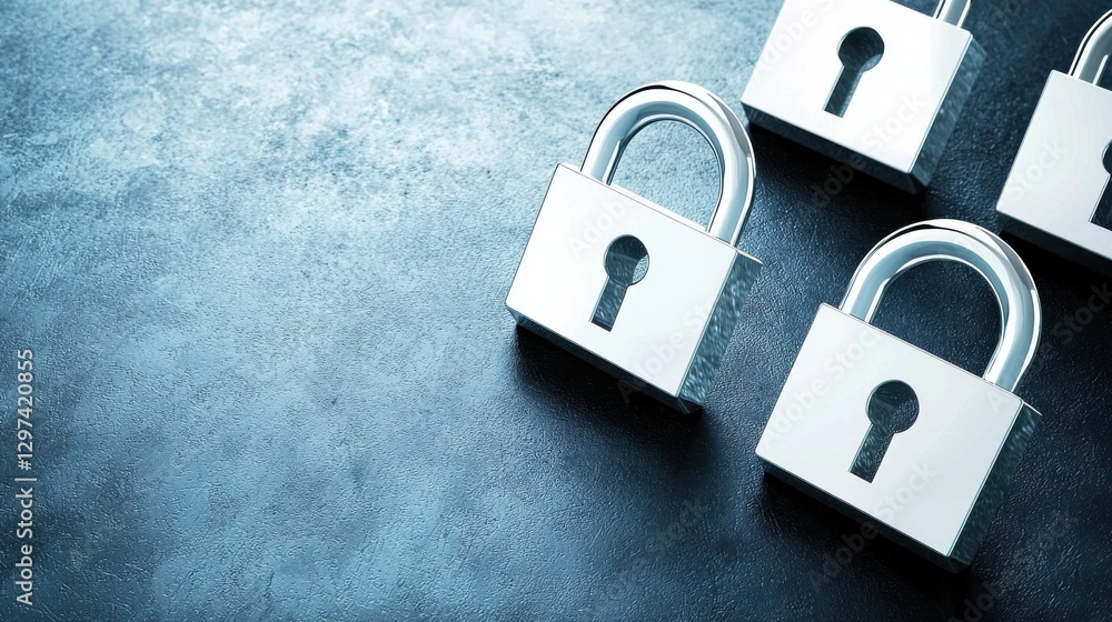 Poster digital security abstract concept with locks codes and cyber protection elements for online and netw