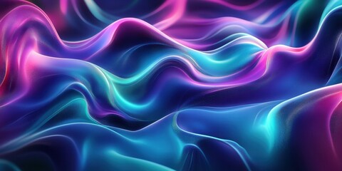 Abstract Digital Art: Vibrant Neon Waves of Color and Light