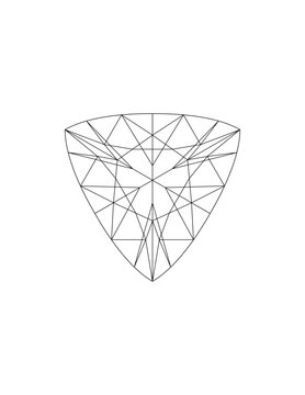 Illustration drawing of a diamond trillion straight cut top view.AI