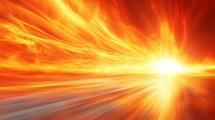 Obraz premium Fiery Sunset Over a Radiant Horizon Road