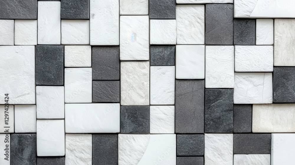 Aufkleber elegant abstract geometric composite with monochrome marble tile mosaic pattern visually striking mi
