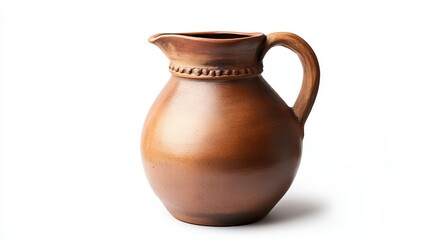 Handmade Clay Water Jug, Isolated on White
