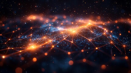 Obraz premium Abstract Network Visualization Glowing Nodes And Lines