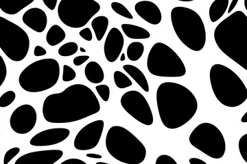 A pattern of irregular black shapes on a white background, creating a modern design.
