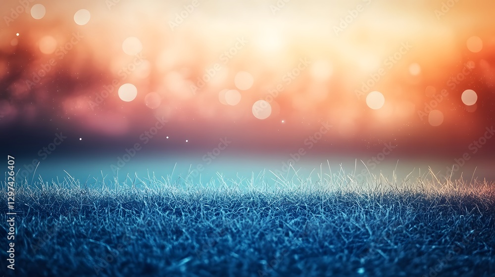 Poster abstract image of grasses and bokeh under colorful sky