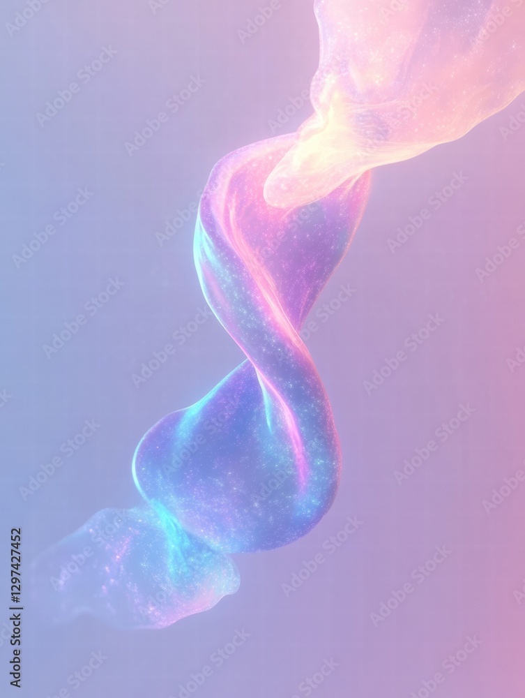 Aufkleber futuristic glowing dna helix spiraling in a cosmic backdrop with vibrant colors and ethereal glow sh