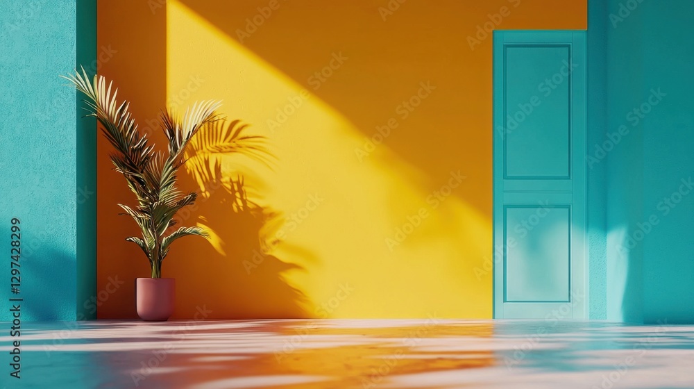 Aufkleber minimalist abstract background with clean geometric patterns and a vibrant color palette of warm yel