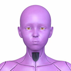 女性サイボーグの顔アップ　3DCGレンダリング