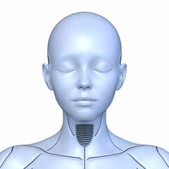 女性サイボーグの顔アップ　3DCGレンダリング