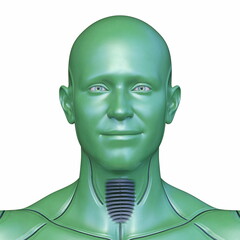 男性サイボーグの顔アップ　3DCGレンダリング