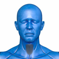 男性サイボーグの顔アップ　3DCGレンダリング