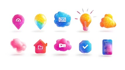 Set of 15 stylish outline icons representing various communication and social media elements  including speech bubbles  notifications  and connectivity symbols