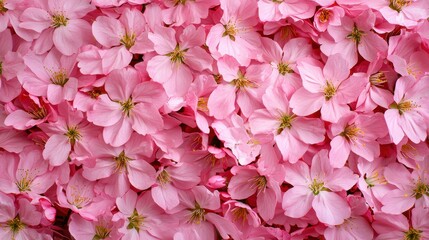 Fototapeta premium Lush romantic carpet of delicate pink cherry blossom petals blanketing the ground in a serene tranquil springtime nature scene Soft fragrant and ethereal floral display with vibrant elegant petals