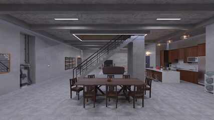 地下休憩室　3DCGレンダリング