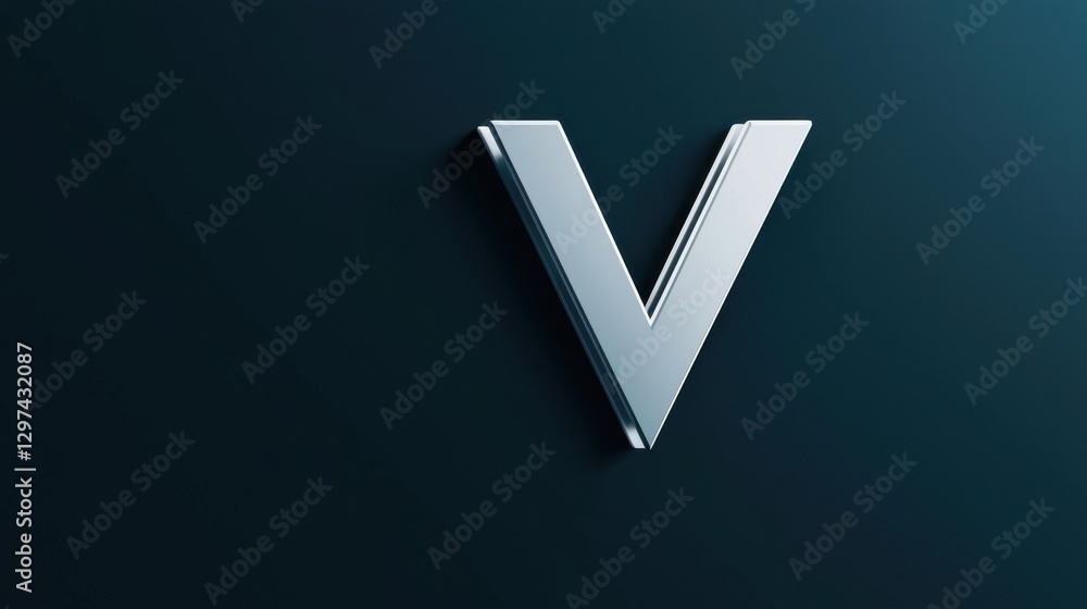 Poster sleek and minimal 3d rendering of a v letter logo icon in a clean modern and elegant design style th