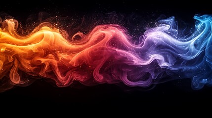 Fototapeta premium Abstract swirling colorful smoke with glowing particles