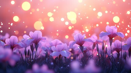 Serene evening light enchanting flora and blossoms in a tranquil landscape