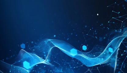 Abstract digital network waves on dark background