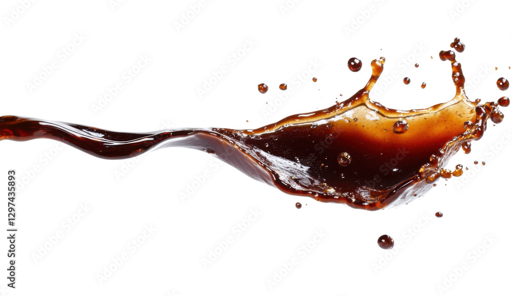 Aufkleber dynamic coffee splash with droplets on transparent background, showcasing liquid motion and rich col