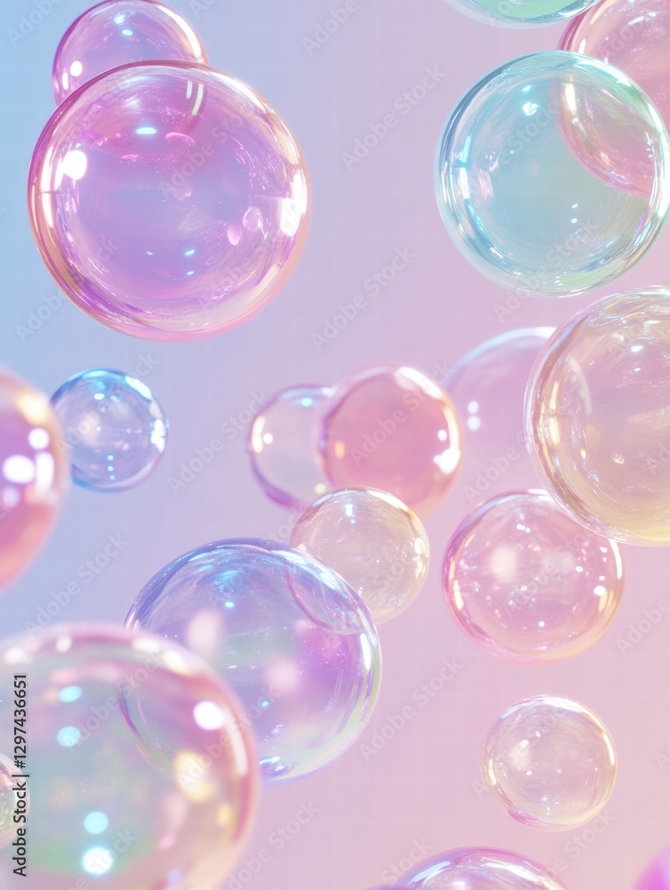 Aufkleber Colorful soap bubbles creating a cheerful repeating pattern on a pastel background. Generative AI