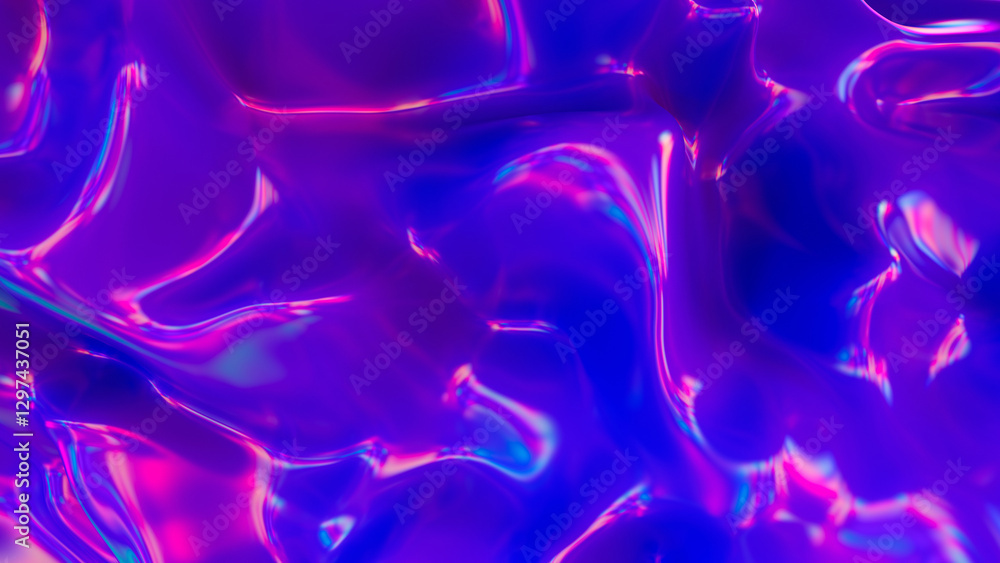Poster abstract fluorescent liquid. neon waves on the background. a beautiful futuristic scene. 3d renderin